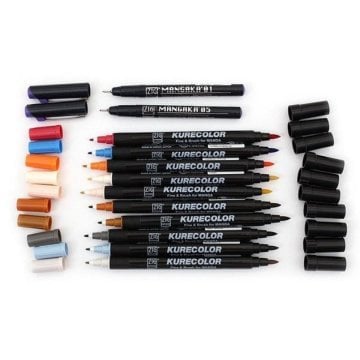 Zig Kurecolor Mangaka Fine&Brush Çift Taraflı Kalem CNKC-2200 No 822 Blue Gray 1