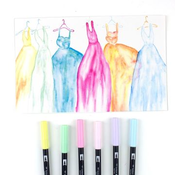 Tombow Dual Brush Pen Kalemi Seti 6lı Pastel Renkler
