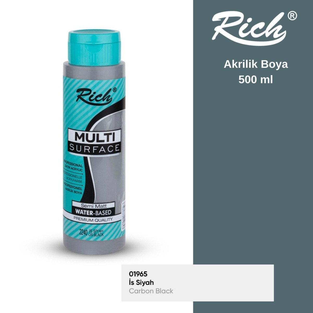 Rich Multi Surface Akrilik Boya 500ml 2240 İs Siyah