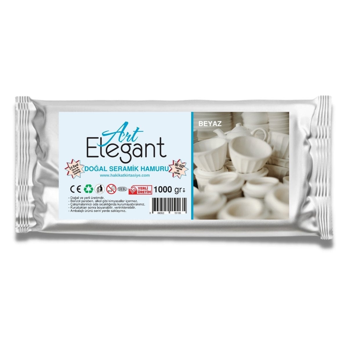 Art Elegant Seramik Hamuru 1000gr Beyaz
