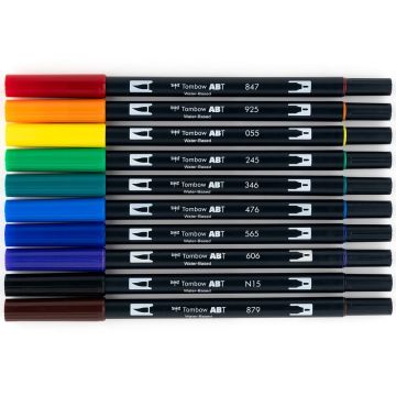 Tombow Dual Brush Pen Kalemi Seti 10lu Primary Renkler