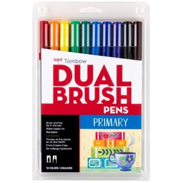 Tombow Dual Brush Pen Kalemi Seti 10lu Primary Renkler