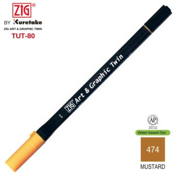 Zig Art&Graphic Twin Tut-80 Çift Uçlu Keçe Grafik Kalemi 474 Mustard