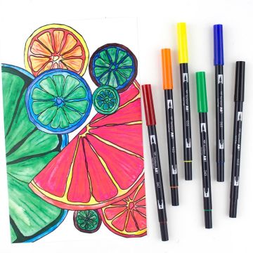 Tombow Dual Brush Pen Kalemi Seti 6lı Primary Renkler