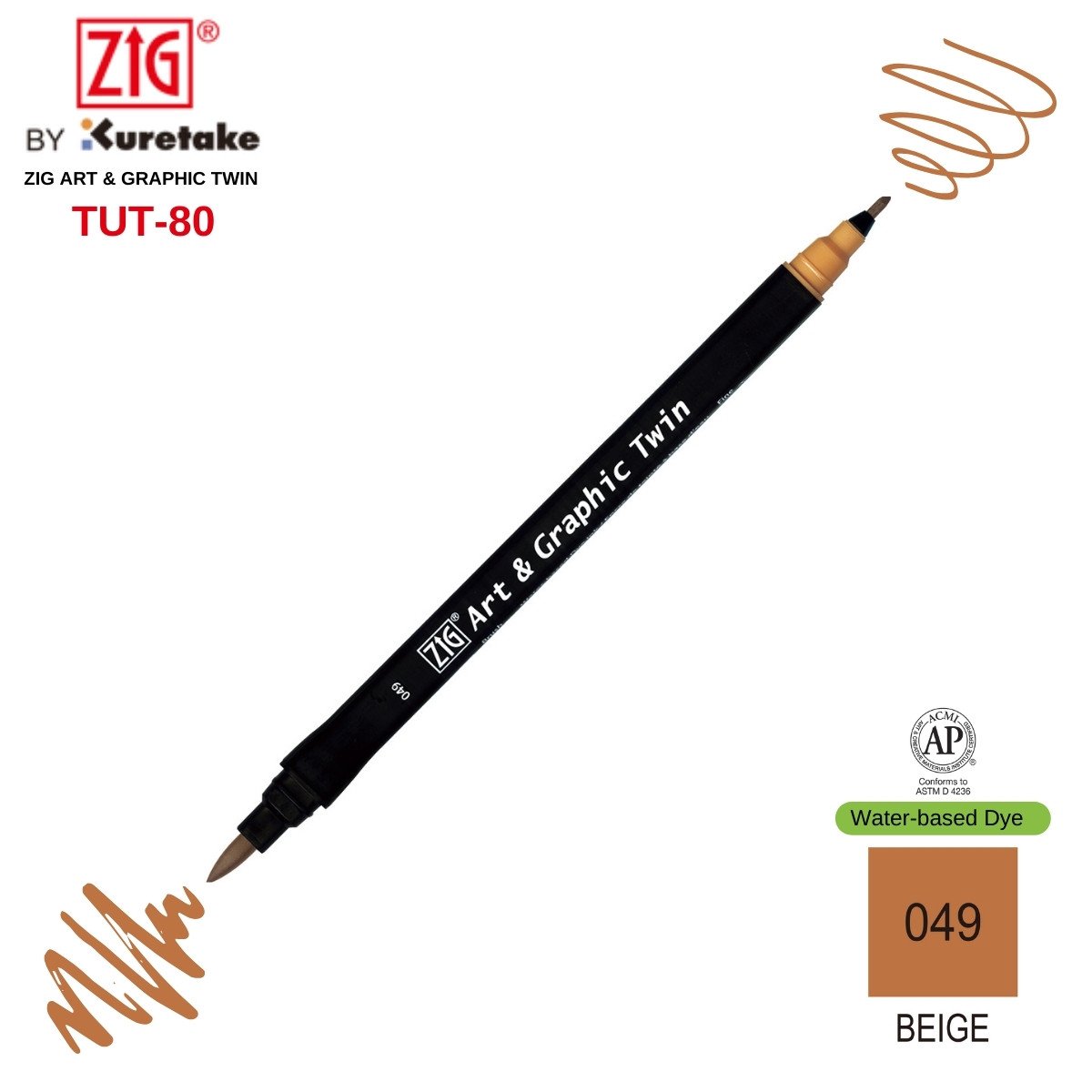 Zig Art&Graphic Twin Tut-80 Çift Uçlu Keçe Grafik Kalemi 49 Beige