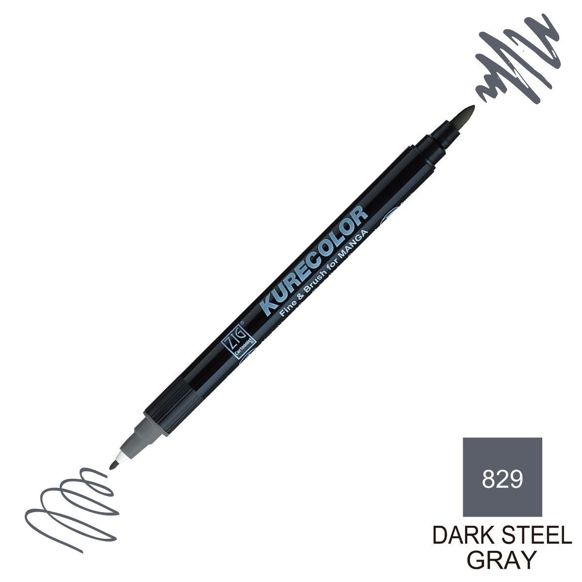 Zig Kurecolor Mangaka Fine&Brush Çift Taraflı Kalem CNKC-2200 No 829 Dark Steel Gray