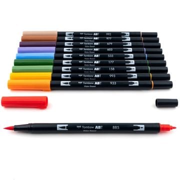 Tombow Dual Brush Pen Kalemi Seti 10lu Secondary Renkler