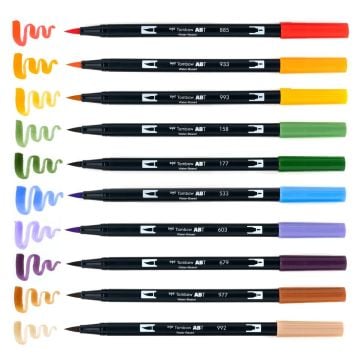Tombow Dual Brush Pen Kalemi Seti 10lu Secondary Renkler