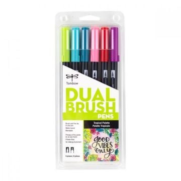 Tombow Dual Brush Pen Kalemi Seti 6lı Tropical Renkler