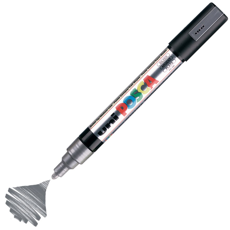 Uni Posca Marker Pc-5m Medium 1.8-2.5 Mm Silver