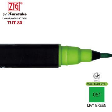 Zig Art&Graphic Twin Çift Uçlu Keçe Grafik Kalemi 51 May Green