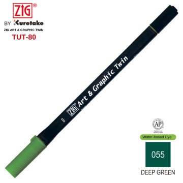 Zig Art&Graphic Twin Çift Uçlu Keçe Grafik Kalemi 55 Deep Green
