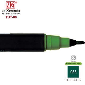 Zig Art&Graphic Twin Çift Uçlu Keçe Grafik Kalemi 55 Deep Green