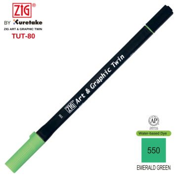 Zig Art&Graphic Twin Çift Uçlu Keçe Grafik Kalemi 550 Emerald Green