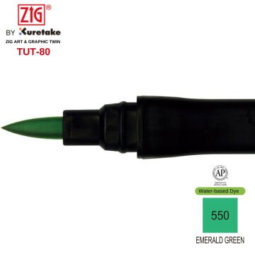 Zig Art&Graphic Twin Çift Uçlu Keçe Grafik Kalemi 550 Emerald Green