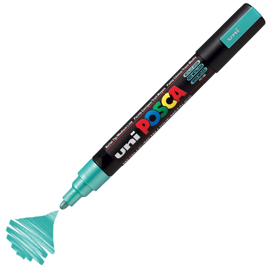 Uni Posca Marker Pc-5m Medium 1.8-2.5 Mm Metallic Green