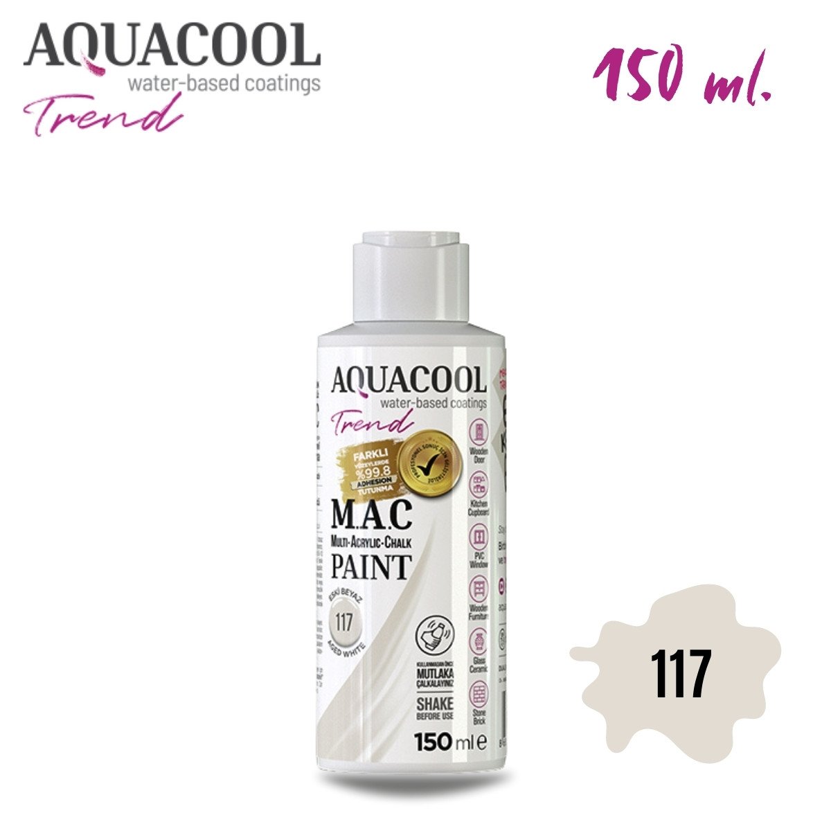 Aquacool Multi Akrilik Boya 150ml 117 Eski Beyaz