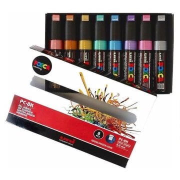 Uni Posca PC-8K Su Bazlı Marker 8.0mm 7+1li Metalik Renkler