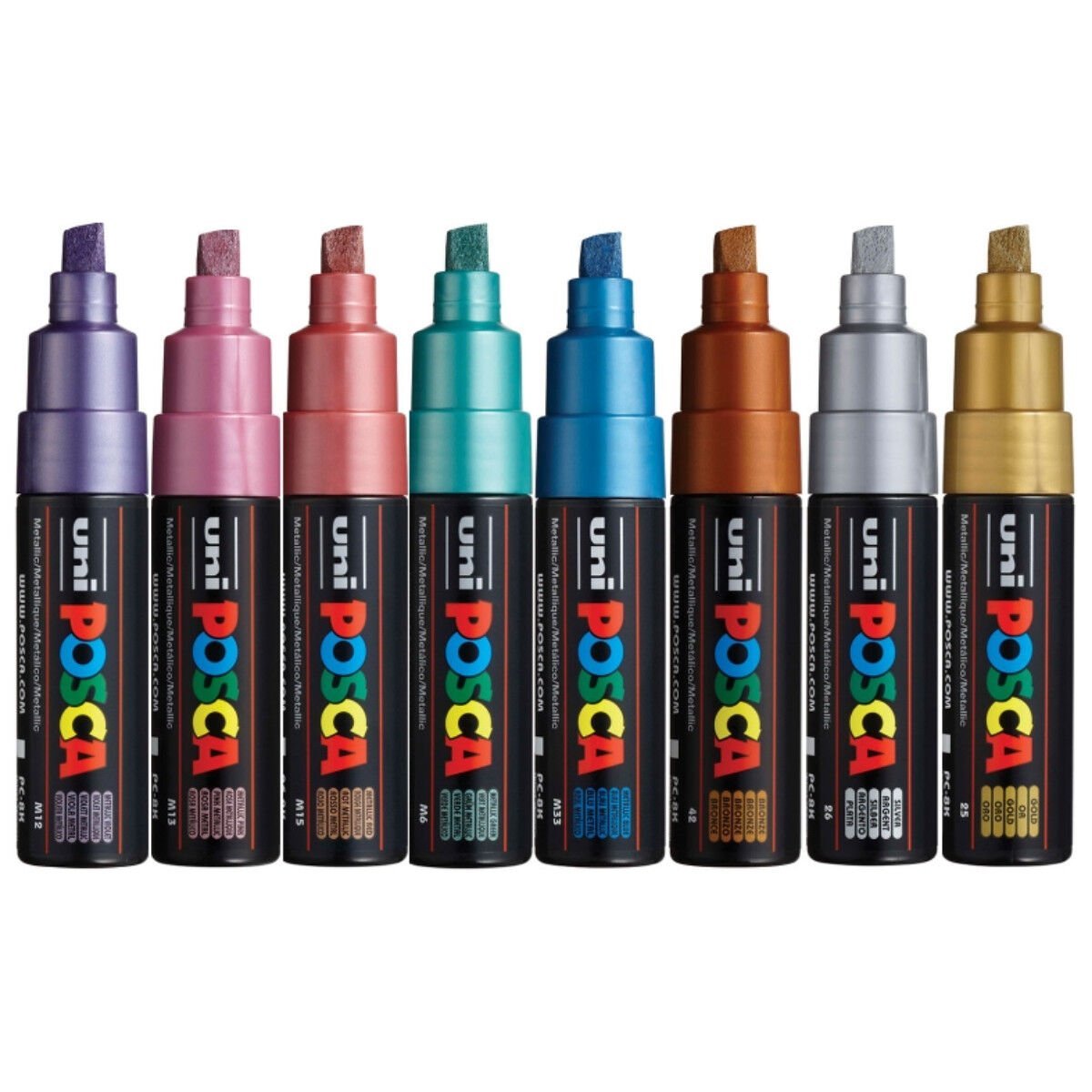 Uni Posca PC-8K Su Bazlı Marker 8.0mm 7+1li Metalik Renkler