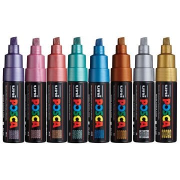 Uni Posca PC-8K Su Bazlı Marker 8.0mm 7+1li Metalik Renkler