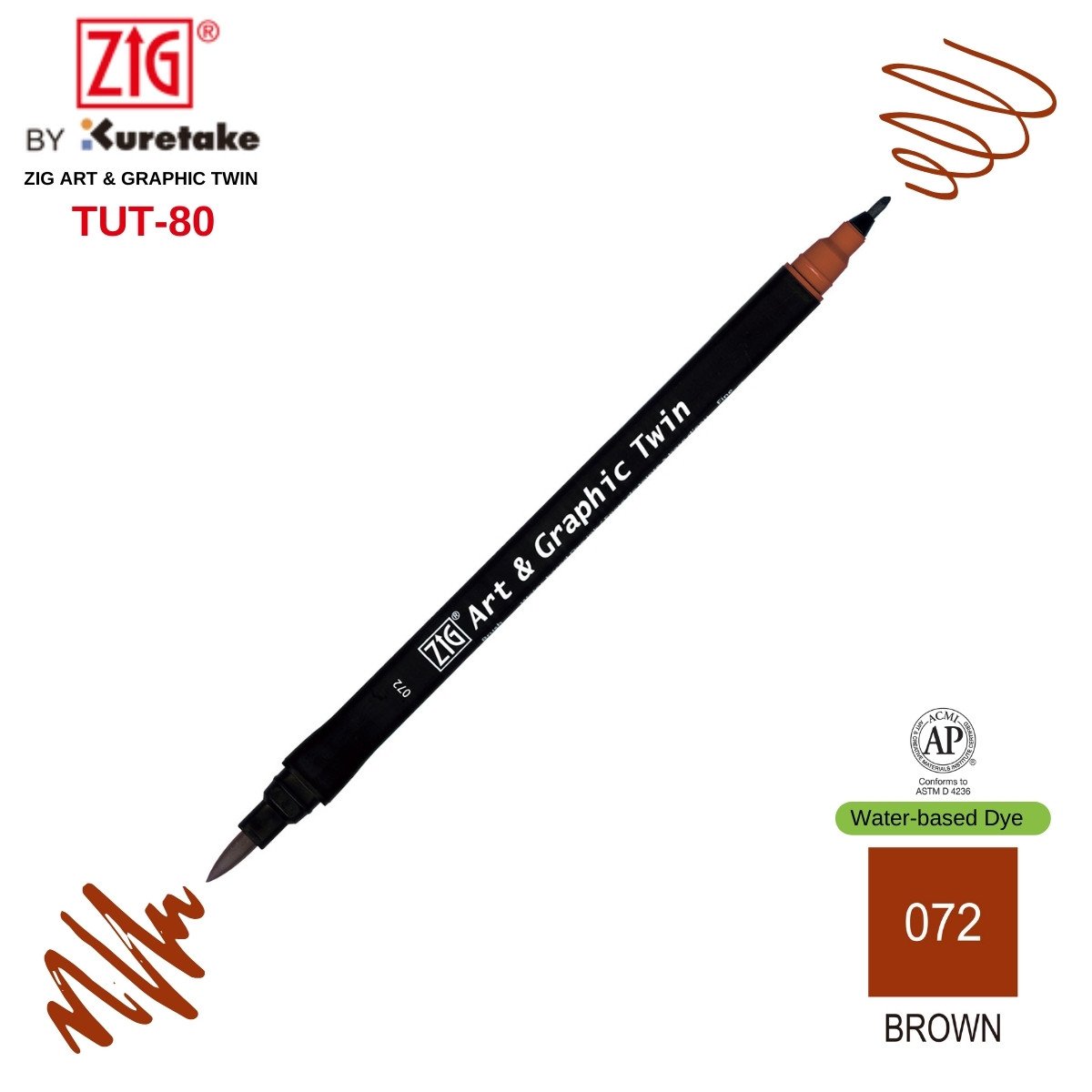 Zig Art&Graphic Twin Çift Uçlu Keçe Grafik Kalemi 72 Brown