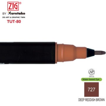 Zig Art&Graphic Twin Çift Uçlu Keçe Grafik Kalemi 727 Deep Reddish Brown