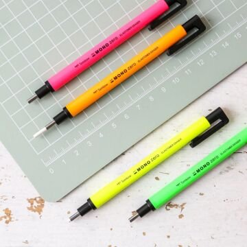 Tombow Mono Zero 2.3mm Yuvarlak Uç Kalem Silgi Neon Yeşil