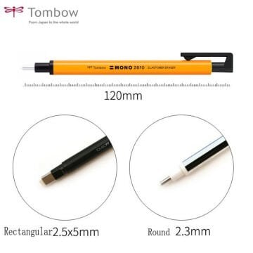 Tombow Mono Zero 2.3mm Yuvarlak Uç Kalem Silgi Neon Turuncu