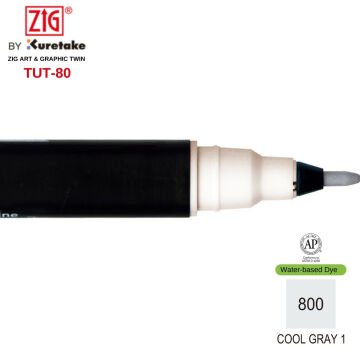 Zig Art&Graphic Twin Çift Uçlu Keçe Grafik Kalemi 800 Cool Gray 1