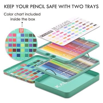 Kalour Kuru Boya Kalem Seti Metal Kutu 50li