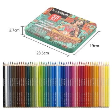 Kalour Kuru Boya Kalem Seti Metal Kutu 50li