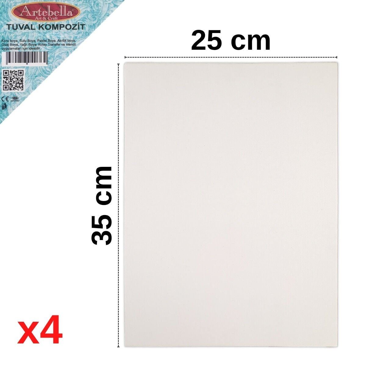 Artebella Pres Tuval Kompozit 25x35cm 4lü