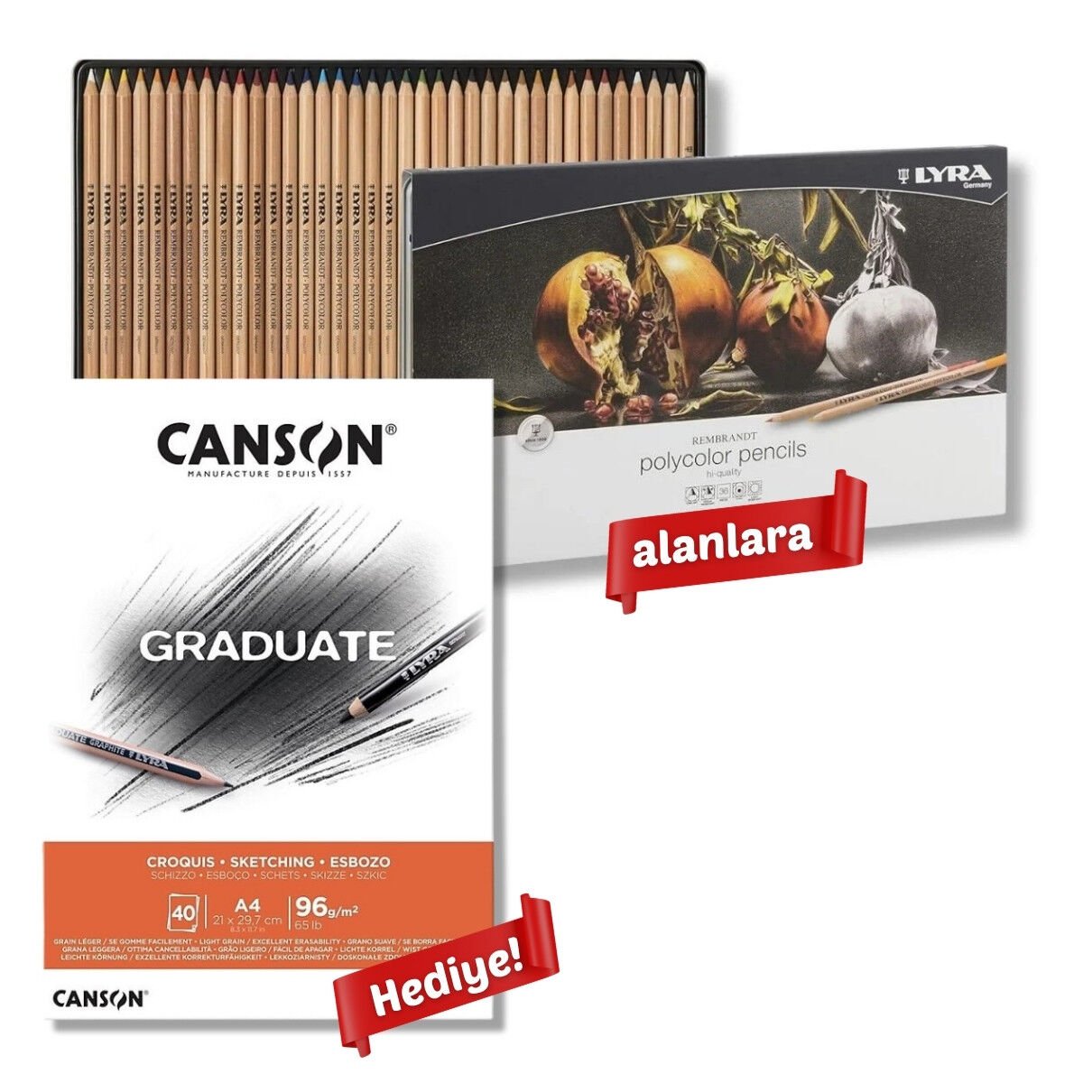 Lyra Rembrandt Polycolor Kuru Boya Kalemi 36lı Set Canson Graduate 96gr A4 40yp Hediyeli