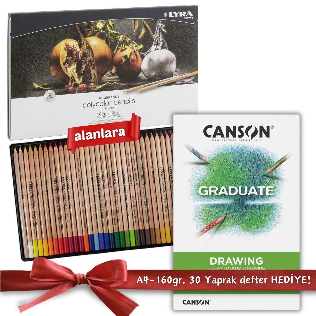Lyra Rembrandt Polycolor Kuru Boya Kalemi 36lı Set Canson Graduate 160gr A4 30yp Hediyeli