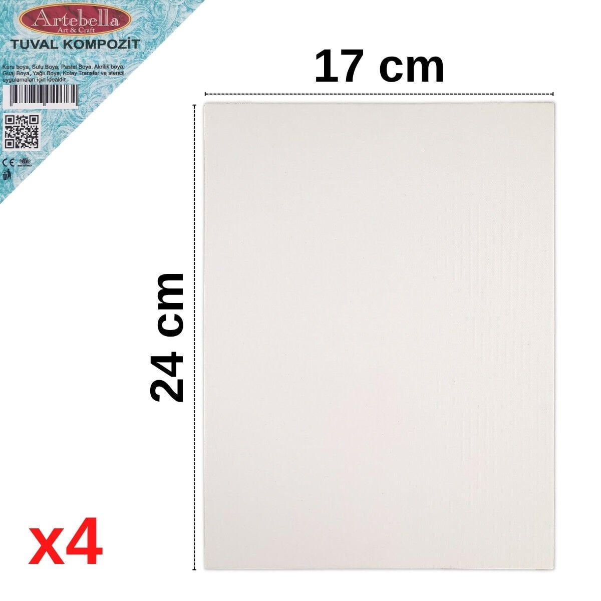 Artebella Pres Tuval Kompozit 17x24cm 4lü