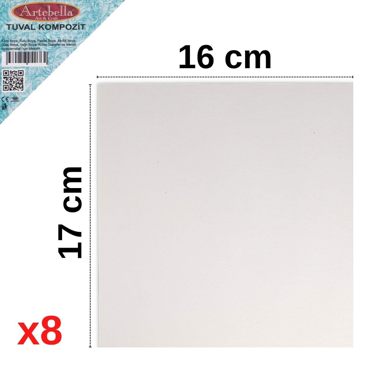 Artebella Pres Tuval Kompozit 16x17cm 8li