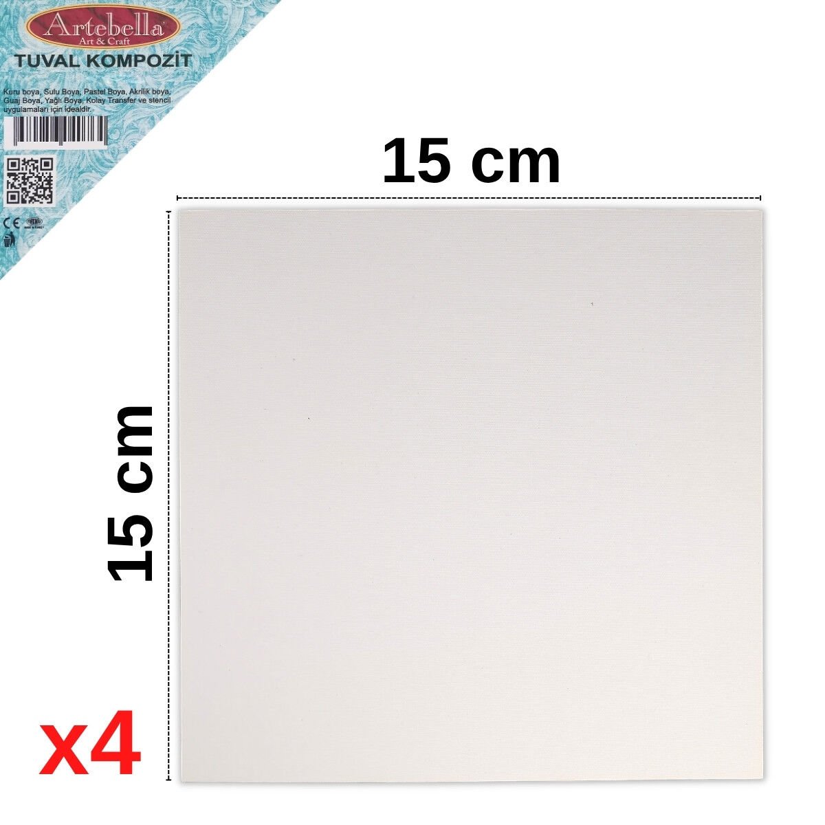 Artebella Pres Tuval Kompozit 15x15cm 4lü