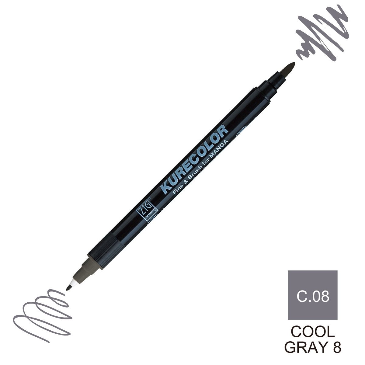 Zig Kurecolor Mangaka Fine&Brush Çift Taraflı Kalem CNKC-2200 No C.08 Cool Gray 8