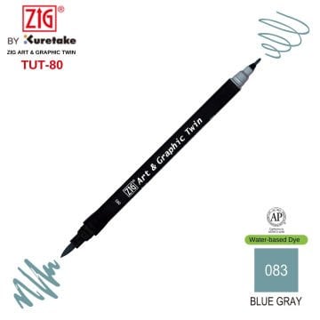 Zig Art&Graphic Twin Çift Uçlu Keçe Grafik Kalemi 83 Blue Gray