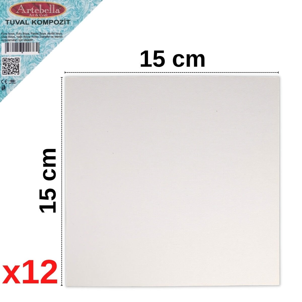 Artebella Pres Tuval Kompozit 15x15cm 12li