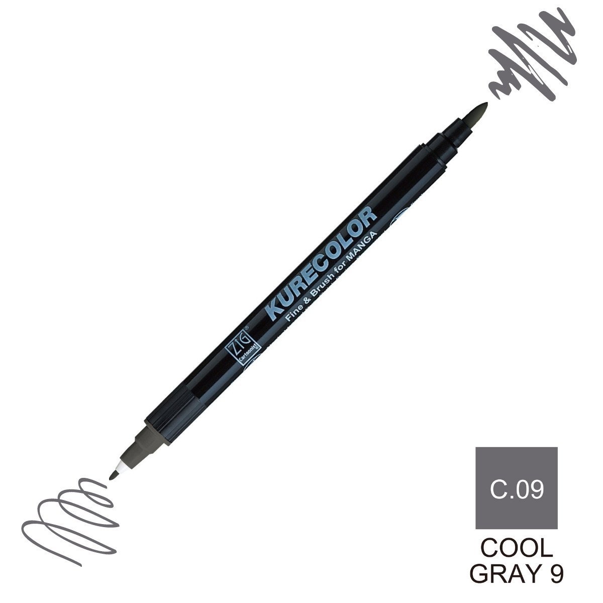 Zig Kurecolor Mangaka Fine&Brush Çift Taraflı Kalem CNKC-2200 No C.09 Cool Gray 9