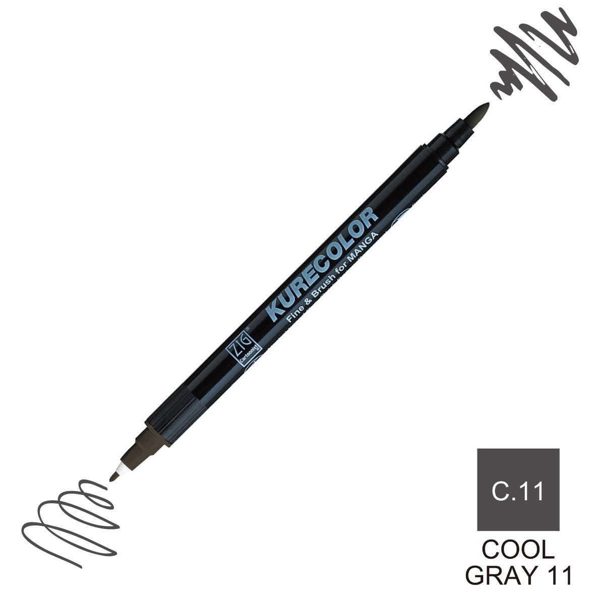 Zig Kurecolor Mangaka Fine&Brush Çift Taraflı Kalem CNKC-2200 No C.11 Cool Gray 11