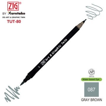 Zig Art&Graphic Twin Çift Uçlu Keçe Grafik Kalemi 87 Gray Brown