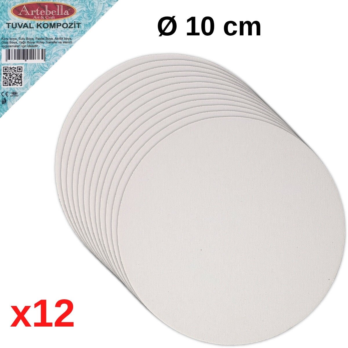 Artebella Pres Tuval Kompozit Yuvarlak 10cm 12li