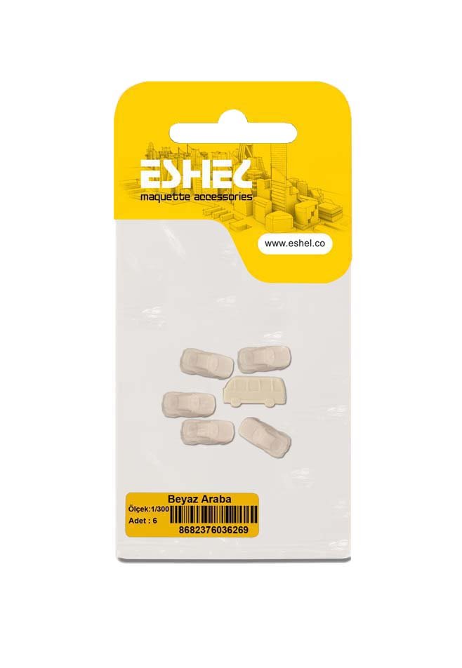 Eshel Maket Beyaz Araba 1/300 6lı