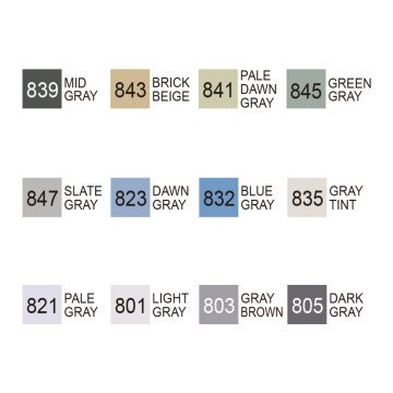 Zig Kurecolor KC3000/12B7 Twin WS Marker Kalem 12li Gray Colors