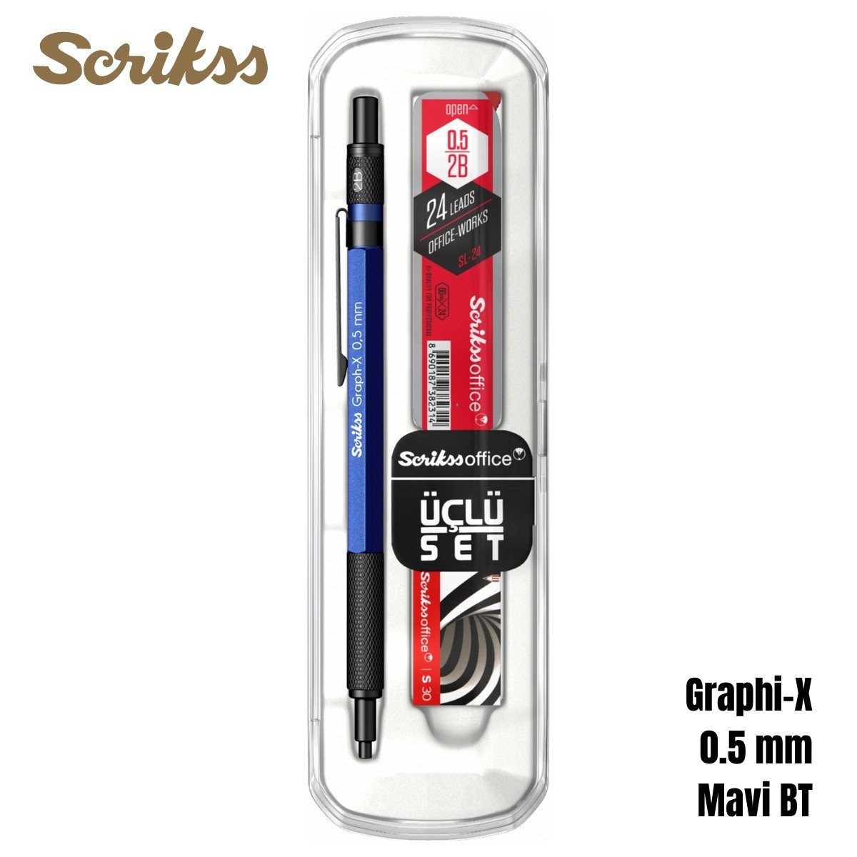 Scrikss Versatil Kalem Graph-X 0.5mm Mavi 3lü Set