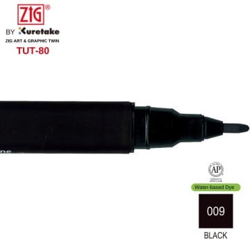 Zig Art&Graphic Twin Tut-80 Çift Uçlu Keçe Grafik Kalemi 009 Black