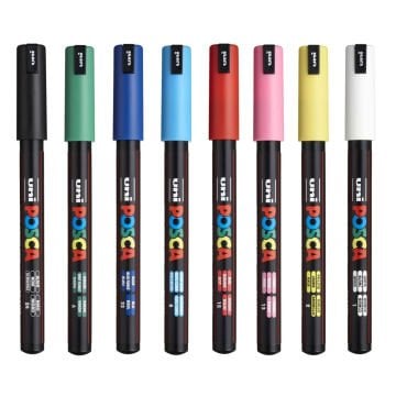 Uni Posca Su Bazlı Marker Seti PC-1MR Ultra Fine 0.7mm 8li
