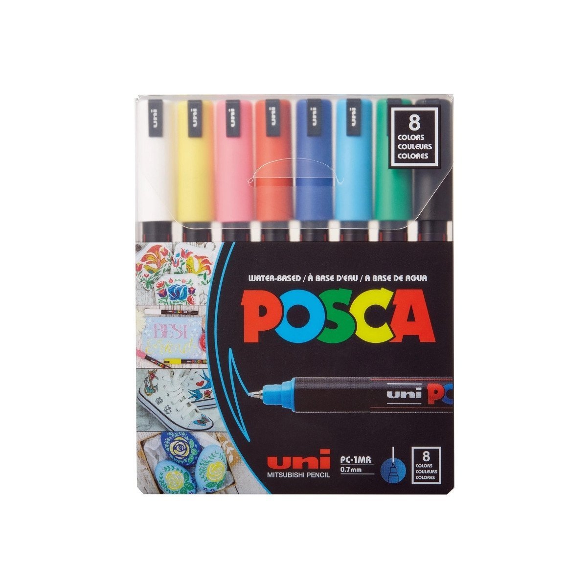 Uni Posca Su Bazlı Marker Seti PC-1MR Ultra Fine 0.7mm 8li